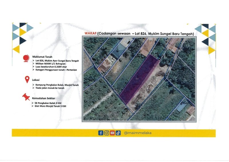 LOT 826, MUKIM SUNGEI BARU TENGAH, DAERAH ALOR GAJAH, MELAKA  , MASJID TANAH 78300